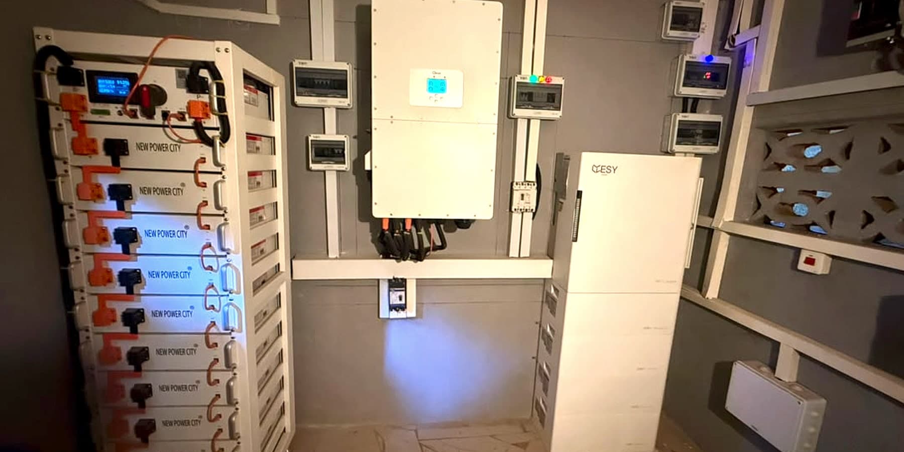 PKS installed inverter and battery backup system in a power room